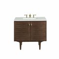 James Martin Vanities Amberly 36in Single Vanity, Mid-Century Walnut w/ 3 CM Ethereal Noctis Top 670-V36-WLT-3ENC
